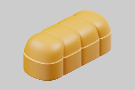 Preview: Yellow pill-shaped object with a smooth surface