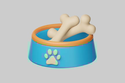 Preview: Dog bowl with bones and paw prints