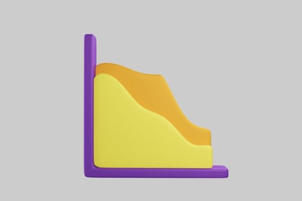 Preview: Curved book/magazine rack with yellow and purple sections