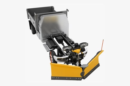 Preview: Rear View of Snow Plow Truck with Cargo Bed