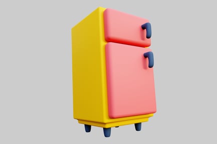 Preview: Cartoon refrigerator pink and yellow