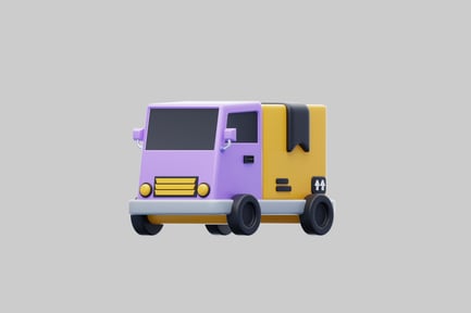 Preview: Cartoon delivery truck parcel box