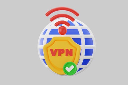 Preview: VPN symbol with globe and checkmark