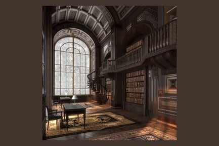 Preview: Grand Castle Library Interior - Low Poly