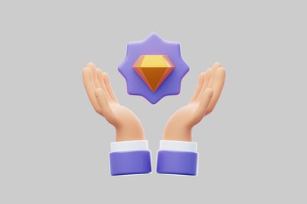 Preview: Hands holding golden diamond tech