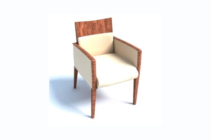 Modern armchair with curved backrest and tapered legs