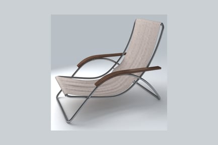 Preview: Lounge chair with asymmetrical wooden accents