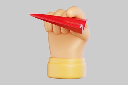 Preview: Cartoon hand with paper airplane