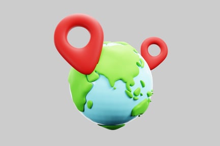 Aperçu: Monde des destinations d'exploration avec épingles