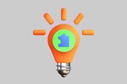 Puzzle solution bright idea concept