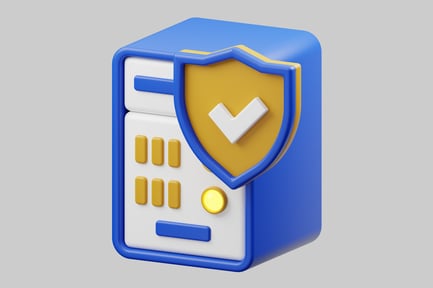 Secure server with shield icon