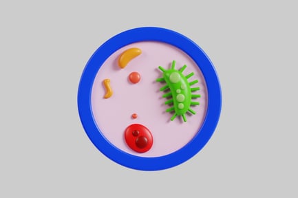 Visualização: Microrganismo de placa de Petri