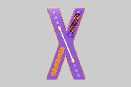 Steampunk gaming letter x font