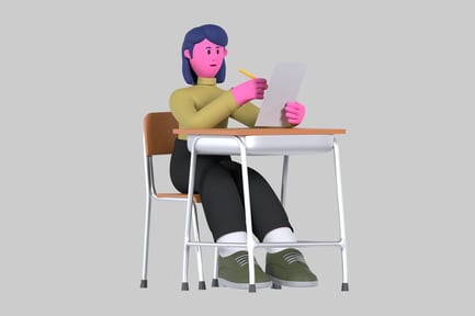 Preview: Student at Desk, Animated Style