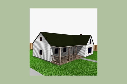Preview: Single-story house with sloped roof and front porch