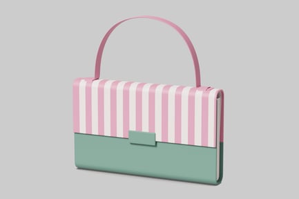 Preview: Pink and white striped purse with mint green bottom.
