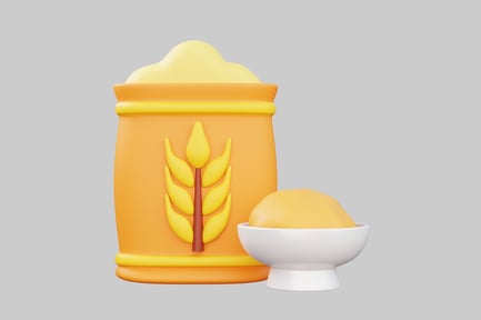 Vista previa: Saco de harina y cuenco de dibujos animados