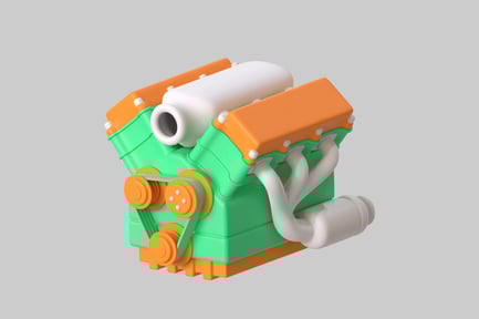 Preview: Cartoon Engine Block - Vibrant Colors