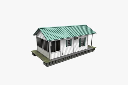 Preview: Small house with green roof and porch