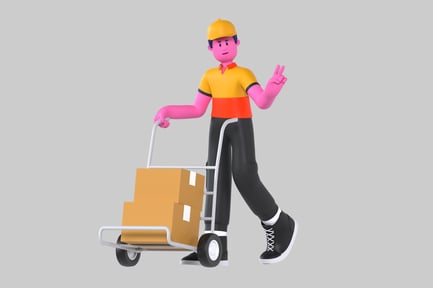 Aperçu: Livreur de dessins animés avec un signe de paix